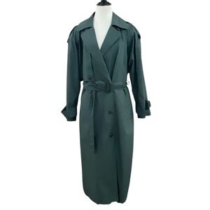 Anne Klein ll Rainwear Vintage Double Breasted Classic Long Trench Coat Size‎ 8